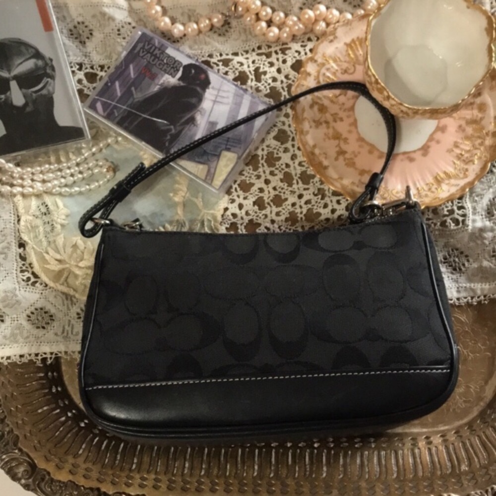 Vintage Coach Y2k Black Signature Demi Mini Bag Leath… Gem